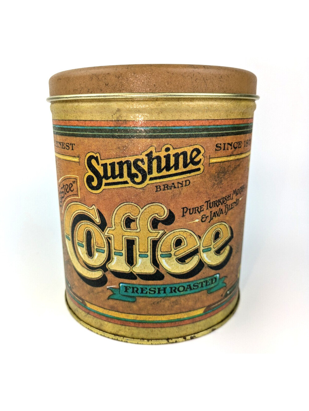 Vintage 1979 Sunshine Coffee Tin Canister Ballonoff Columbiana OH Retro Kitchen